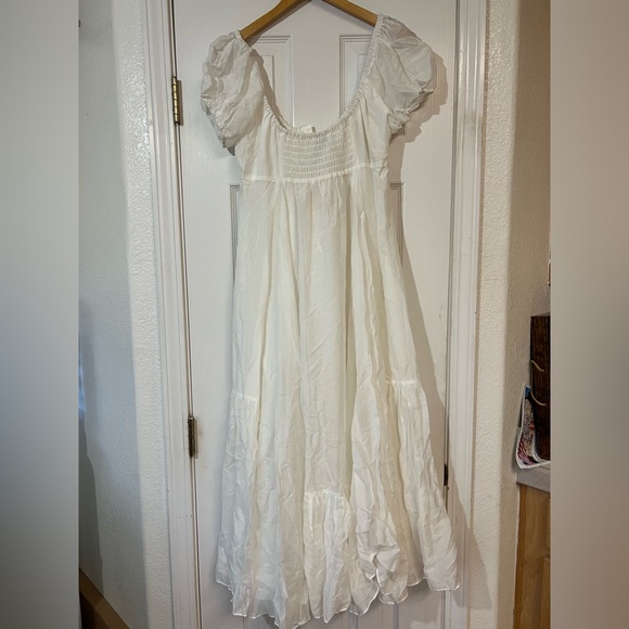 NWT LA LIGNE Josie Cotton Silk blend Midi Dress In Ivory Medium - Picture 7 of 10